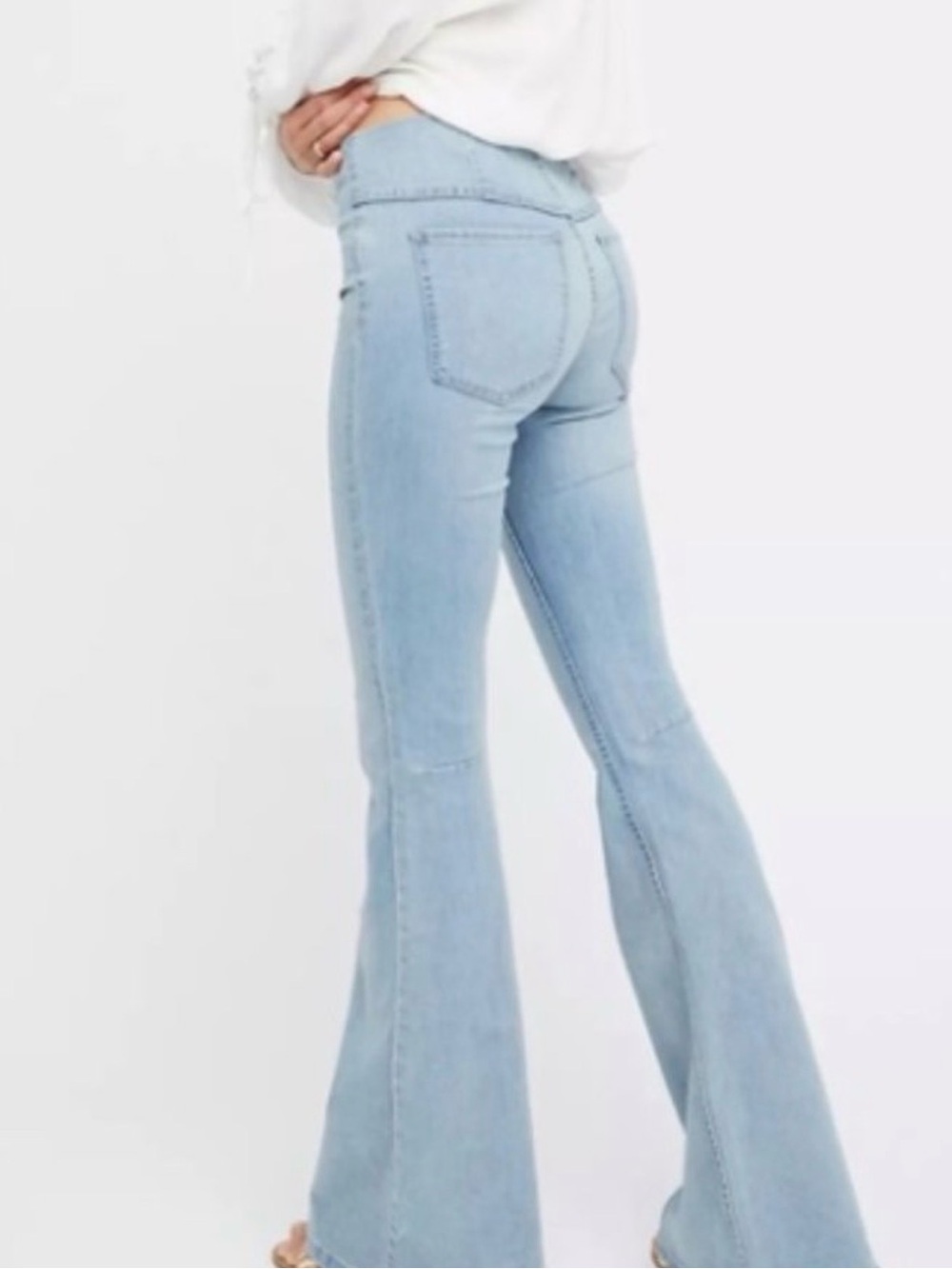 Free People Light Wash High-Rise Flare Jeggings